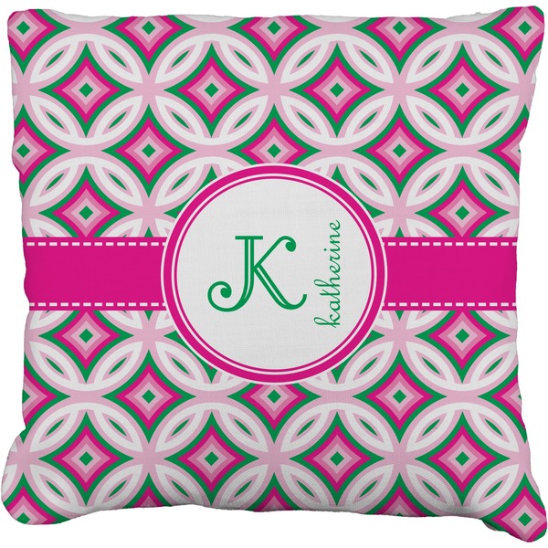 Custom Linked Circles & Diamonds Faux-Linen Throw Pillow 16" (Personalized)