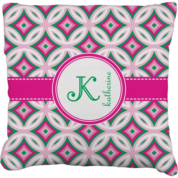 Custom Linked Circles & Diamonds Faux-Linen Throw Pillow 18" (Personalized)