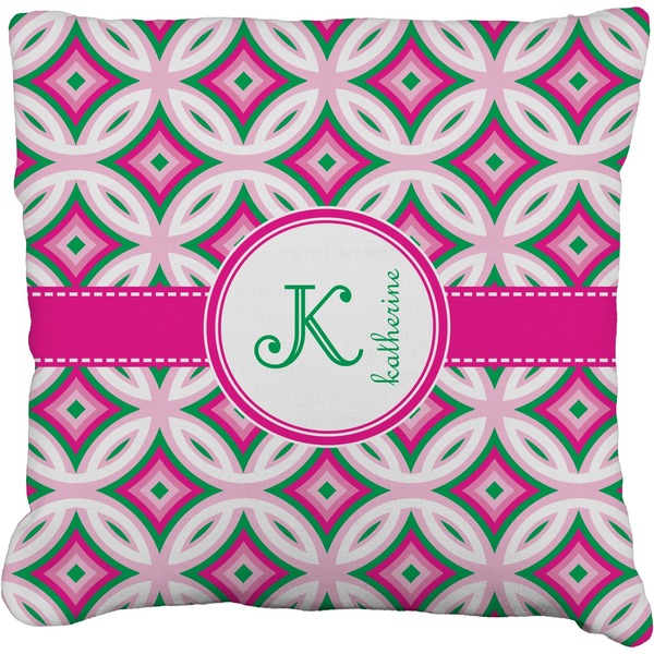 Custom Linked Circles & Diamonds Faux-Linen Throw Pillow 20" (Personalized)