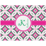 Linked Circles & Diamonds Woven Fabric Placemat - Twill w/ Name and Initial