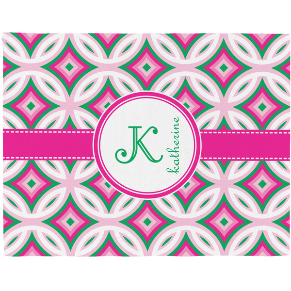 Custom Linked Circles & Diamonds Woven Fabric Placemat - Twill w/ Name and Initial