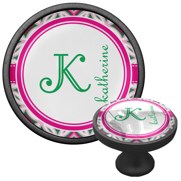 Linked Circles & Diamonds Cabinet Knob - Black - Multi Angle