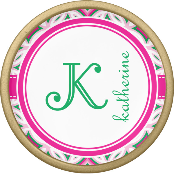 Linked Circles & Diamonds Cabinet Knob - Gold - Front