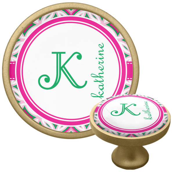 Custom Linked Circles & Diamonds Cabinet Knob - Gold (Personalized)