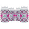 Linked Circles & Diamonds Can Cooler (12 oz) - Set of 4 w/ Name and Initial