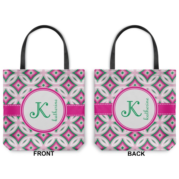 Linked Circles & Diamonds Canvas Tote - Front and Back