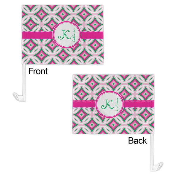 Linked Circles & Diamonds Car Flag - 11" x 8" - Front & Back View