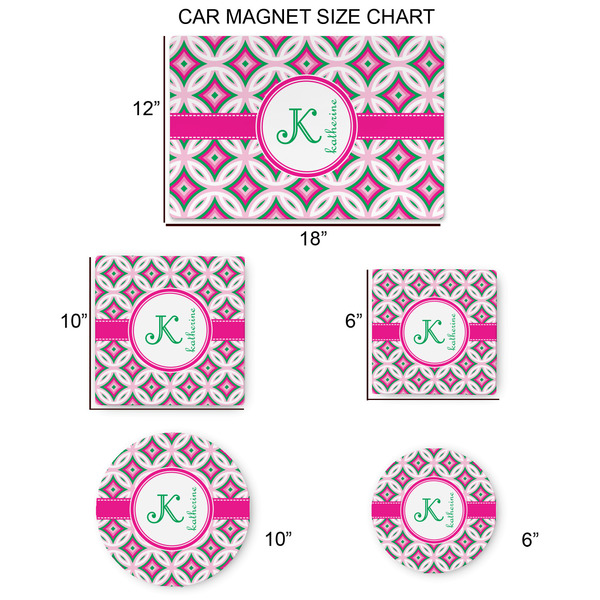 Linked Circles & Diamonds Car Magnets - SIZE CHART