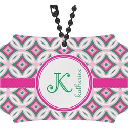 Linked Circles & Diamonds Rear View Mirror Ornament (Personalized)