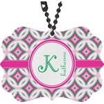 Linked Circles & Diamonds Rear View Mirror Charm (Personalized)