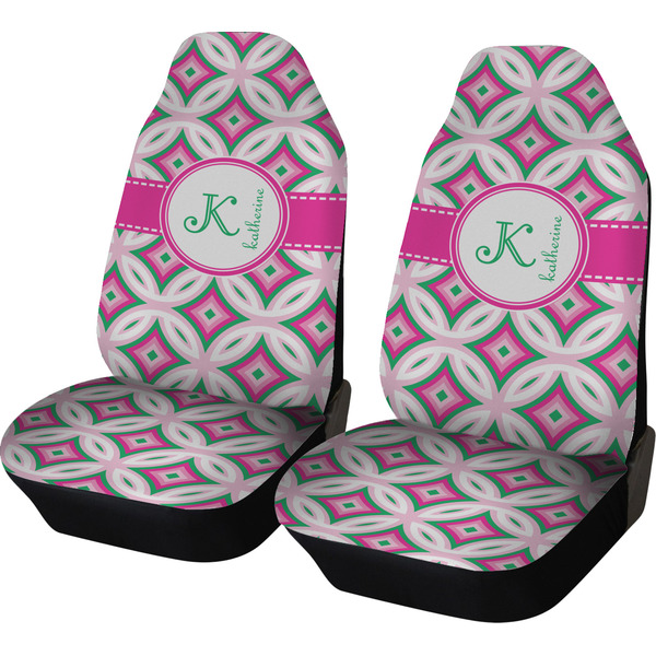 Custom Linked Circles & Diamonds Car Seat Covers (Set of Two) (Personalized)