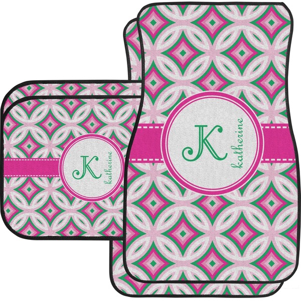 Custom Linked Circles & Diamonds Car Floor Mats Set - 2 Front & 2 Back (Personalized)