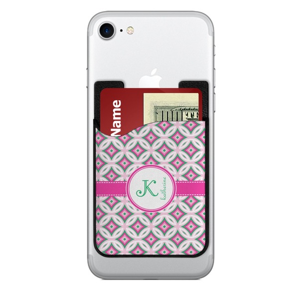 Custom Linked Circles & Diamonds 2-in-1 Cell Phone Credit Card Holder & Screen Cleaner (Personalized)