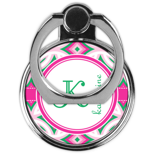 Linked Circles & Diamonds Cell Phone Ring Stand & Holder - Front (Collapsed)