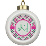 Linked Circles & Diamonds Ceramic Ball Ornament (Personalized)