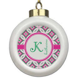 Linked Circles & Diamonds Ceramic Ball Ornament (Personalized)