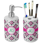 Linked Circles & Diamonds Ceramic Bathroom Accessories Set (Personalized)