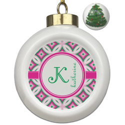 Linked Circles & Diamonds Ceramic Ball Ornament - Christmas Tree (Personalized)