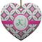 Linked Circles & Diamonds Ceramic Flat Ornament - Heart (Front)