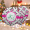 Linked Circles & Diamonds Ceramic Ornament w/ Name and Initial