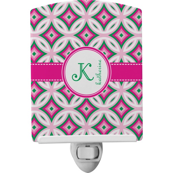 Custom Linked Circles & Diamonds Ceramic Night Light (Personalized)