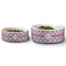 Linked Circles & Diamonds Ceramic Dog Bowls - Size Comparison