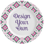 Linked Circles & Diamonds Ceramic Dinner Plates (Set of 4) (Personalized)