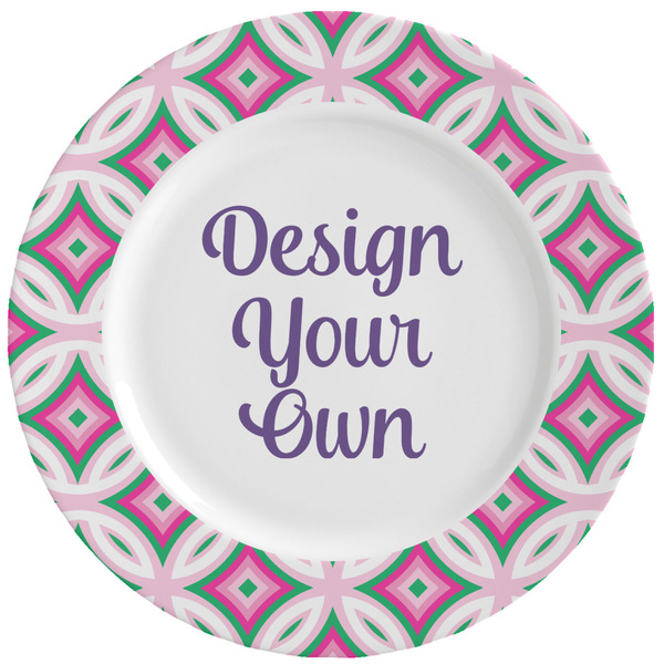 Custom Linked Circles & Diamonds Ceramic Dinner Plates (Set of 4) (Personalized)