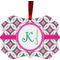 Linked Circles & Diamonds Metal Frame Ornament - Double Sided w/ Name and Initial