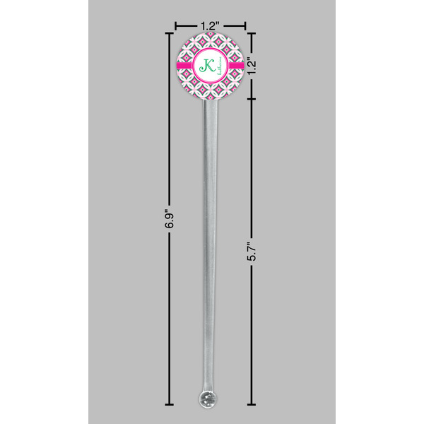 Linked Circles & Diamonds Clear Plastic 7" Stir Stick - Round - Dimensions