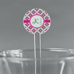 Linked Circles & Diamonds 5.5" Round Plastic Stir Sticks - Clear (Personalized)