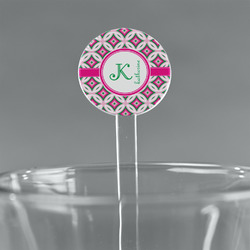 Linked Circles & Diamonds 7" Round Plastic Stir Sticks - Clear (Personalized)