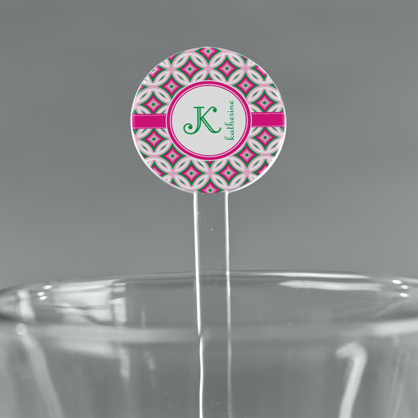 Custom Linked Circles & Diamonds 5.5" Round Plastic Stir Sticks - Clear (Personalized)