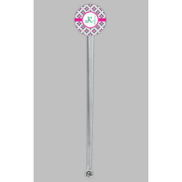 Linked Circles & Diamonds Clear Plastic 7" Stir Stick - Round - Single Stick