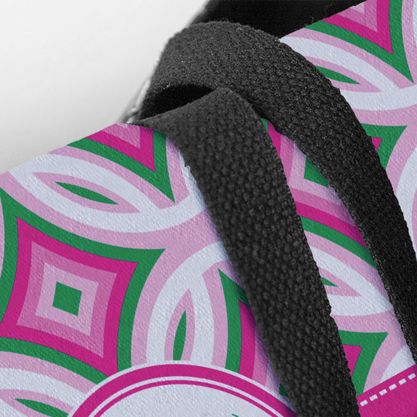 Linked Circles & Diamonds Closeup of Tote w/Black Handles