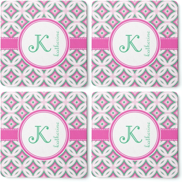 Linked Circles & Diamonds Coaster Rubber Back - Apvl