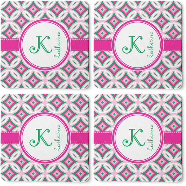 Linked Circles & Diamonds Coaster Rubber Back - Apvl