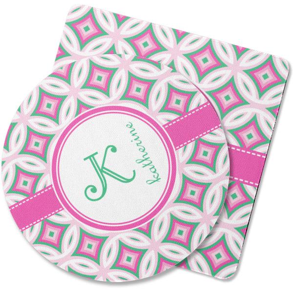 Custom Linked Circles & Diamonds Rubber Backed Coaster (Personalized)