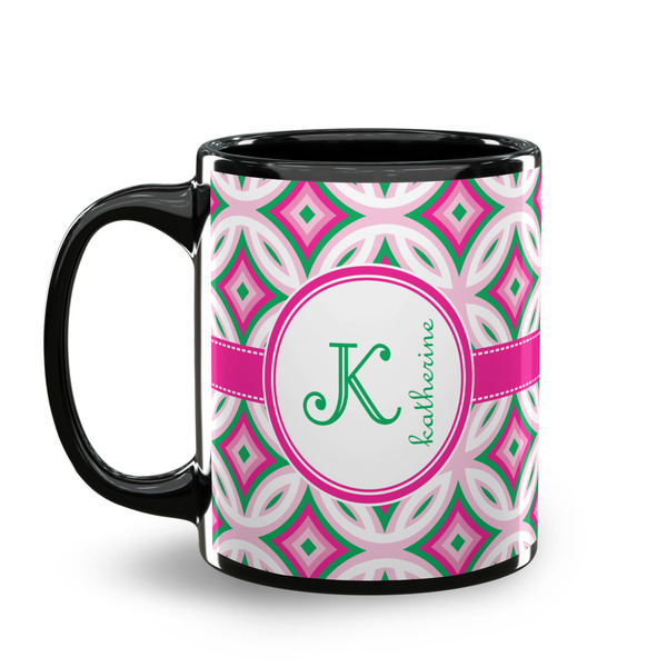 Linked Circles & Diamonds Coffee Mug - 11 oz - Black