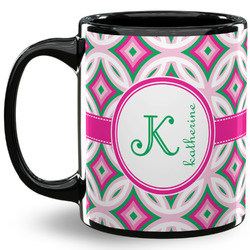 Linked Circles & Diamonds 11 Oz Coffee Mug - Black (Personalized)