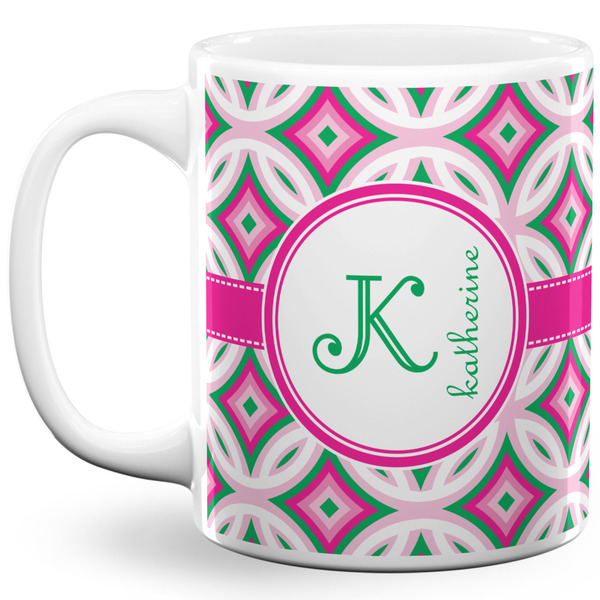 Custom Linked Circles & Diamonds 11 Oz Coffee Mug - White (Personalized)