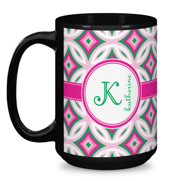 Linked Circles & Diamonds Coffee Mug - 15 oz - Black
