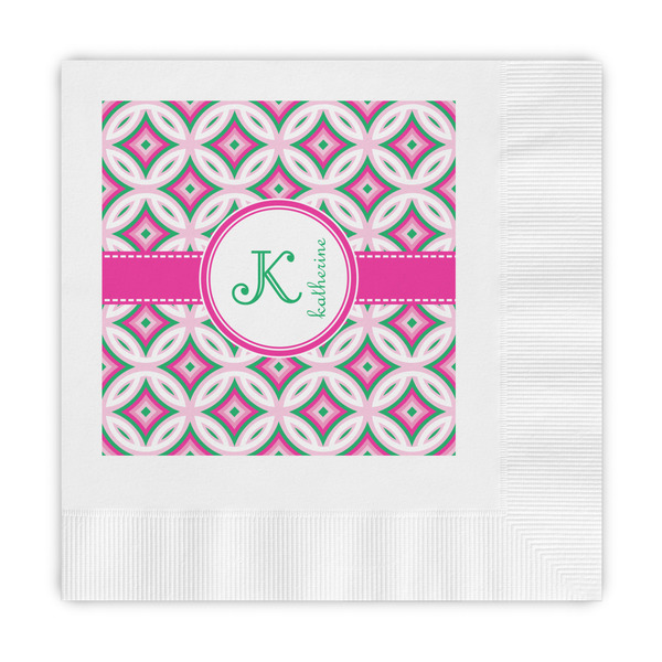Custom Linked Circles & Diamonds Embossed Decorative Napkins (Personalized)