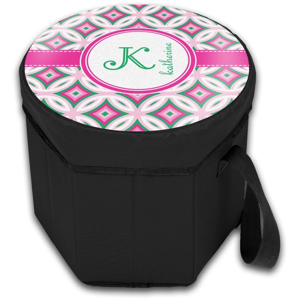 Linked Circles & Diamonds Collapsible Personalized Cooler & Seat (Closed)