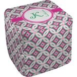 Linked Circles & Diamonds Cube Pouf Ottoman (Personalized)