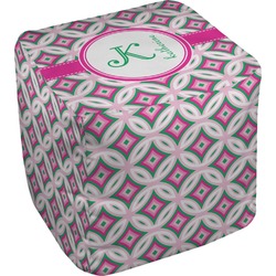 Linked Circles & Diamonds Cube Pouf Ottoman - 18" (Personalized)