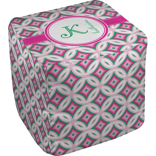 Custom Linked Circles & Diamonds Cube Pouf Ottoman - 13" (Personalized)