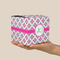 Linked Circles & Diamonds Cube Favor Gift Box - On Hand - Scale View
