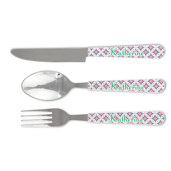Custom Linked Circles & Diamonds Cutlery Set (Personalized)