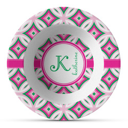 Linked Circles & Diamonds Plastic Bowl - Microwave Safe - Composite Polymer (Personalized)